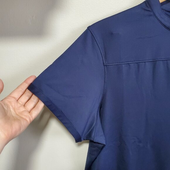 NWOT UNDER ARMOUR Performance Golf Polo Shirt Collarless SS Navy Blue Women's XL - Picture 3 of 11